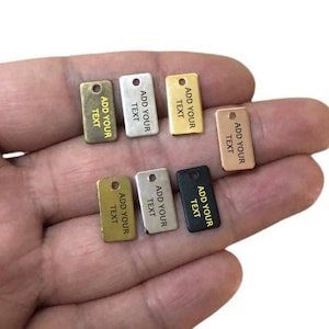Necklace Personalized  Tag, Rectangle Custom Logo Blanks ,  8x15 mm (5 / 16 &quot; x 5 / 8 &quot; ) , Customized Tag , Necklace Tag