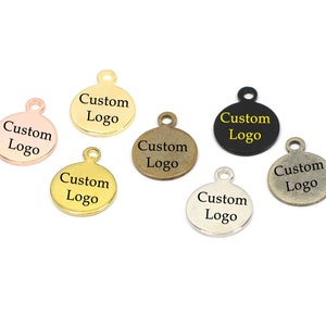 Custom Laser Engraved  Tag , Jewelry Personalized Tag  ,Custom Logo Tag , 10 mm x 0.8 mm ( Thickness ) , Findings  KNN5
