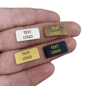 Custom Clothing Labels  Personalized  Tag, Rectangle Custom Logo Blanks , 0.8 x 10 x 20 mm ,( No Hole ) , Clothing Label Laser Engraving