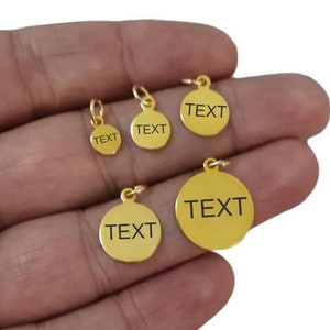 Custom Laser Engraved  Tag , Gold Plated  Jewelry Personalized Tag  ,Custom Logo Tag With Jump Ring , Optional Size  x 0.8 mm Thick