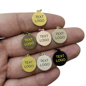 Custom Laser Engraved  Tag , Jewelry Personalized Tag  ,Custom Logo Tag With Jump Ring , 14 mm x 0.8 mm ( Thickness ) , Findings