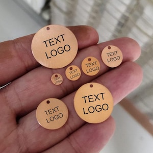 Custom Laser Engraved Raw Copper Tag ,Copper Jewelry Personalized Tag ,Custom Logo Raw Copper 1 Hole Tag ,Optional Size - Thick 0.8 mm