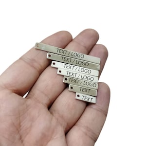 Custom Laser  Metal Tag , Rhodium  Plated Customized Rectangle  Tag  , Customized Tag , Personalized Tag