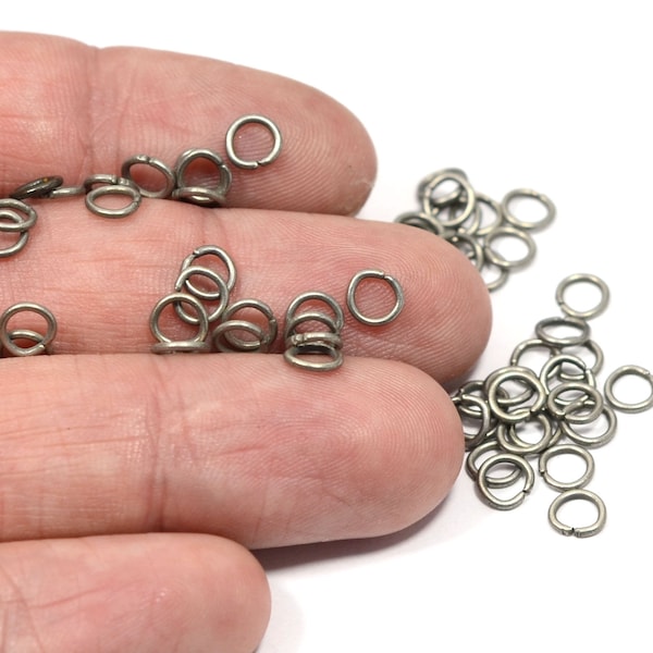 Antique Silver  Jump Ring , Connectors , Open Jump Rings ,0.8x5 mm, Findings   KNN53