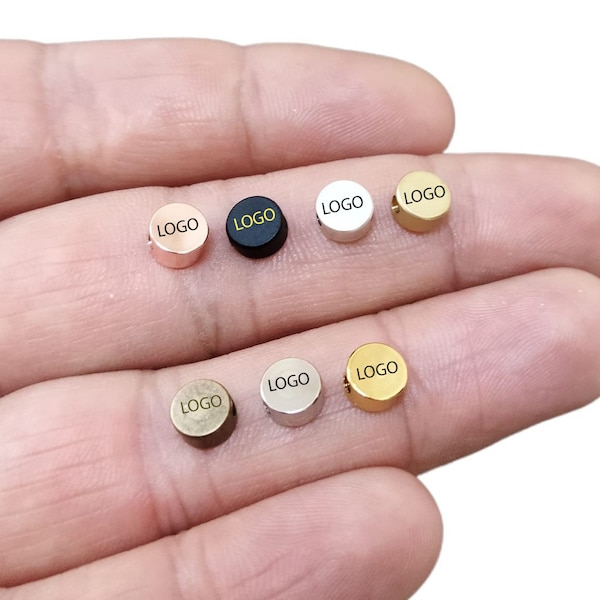 Personalized Round Spacers Bead , Laser Engraved Bead , 3.5x6 mm ,Hole Size:2 mm , Custom Bead Findings  KNN58