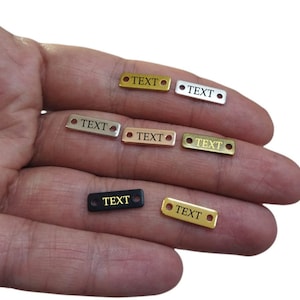Etiqueta de metal de ropa, Etiqueta de ropa de rectángulo personalizado, 0.8 x 5 x 15 mm (3 / 16 "x 5 / 8"), Etiqueta personalizada