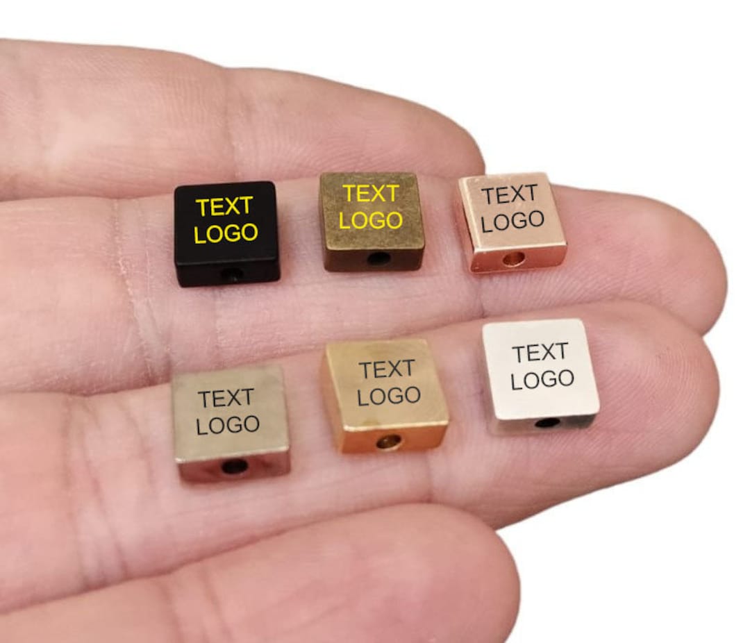 Personalized Square Spacers Bead , Laser Engraved Bead , 3x8x8 Mm ,hole