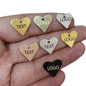 Personalized  Haert Tag  , Custom Logo Tag  ,  17x15 mm , Jewelry  Customized Logo  Blanks , Jewelry Logo  Tag