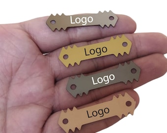 Etiqueta de metal de ropa, Etiqueta de ropa de rectángulo personalizado, 14x46 mm, Etiqueta personalizada, Etiqueta de metal de bolsa