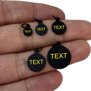 Custom Laser Engraved  Tag , Black Color Jewelry Personalized Tag  ,Custom Logo Tag With Jump Ring , Optional Size  x 0.8 mm Thick