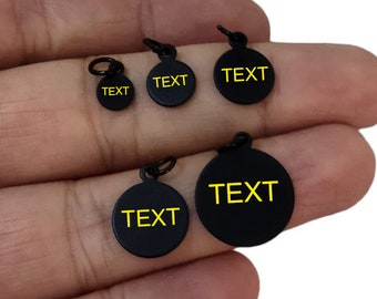 Custom Laser Engraved  Tag , Black Color Jewelry Personalized Tag  ,Custom Logo Tag With Jump Ring , Optional Size  x 0.8 mm Thick