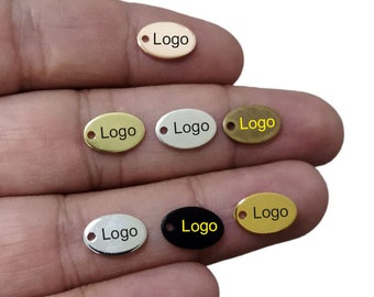 Custom Laser Engraved  Tag , Jewelry Brand Tag  ,Custom Logo Tag , 7x12 mm  (0.8 mm Thickness ) , Findings  KNN19