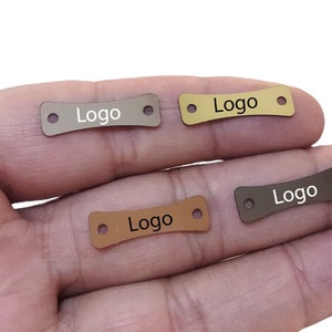 Clothing Metal Tag , Customized Rectangle Clothes Tag  , 7x23  mm, Customized Tag , Swimwear Logo Tag , Brand  Clothes Tag