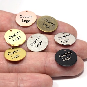 Custom Laser Engraved  Tag , Jewelry Personalized Tag  ,Custom Logo Tag , 16 mm x 0.8 mm ( Thickness ) , Findings  KNN35