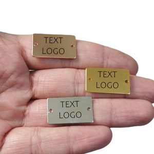 Clothing Metal Tag , Customized Rectangle Clothes Tag  , 0.8 x 15 x 25 mm (5 / 8 &quot; x 1 &quot; ) , Customized Tag - 2 Hole