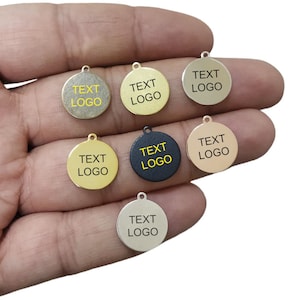 Custom Laser Engraved  Tag , Jewelry Personalized Tag  ,Custom Logo Tag , 14 mm x 0.8 mm ( Thickness ) , Findings