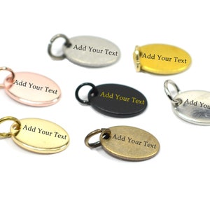 Custom Laser Engraved  Tag , Jewelry  Brand  Tag  ,Custom Logo Tag With Jump Ring , 7x12 mm  (0.8 mm Thickness ) , Findings  KNN20