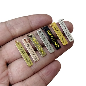 Custom Laser Engraved  Tag , Rectangle Jewelry Personalized Tag  ,Custom Logo Tag , 0.8 x 5 x 25  mm ( 3 / 16 &quot; x  1 &quot; ) , Customized Tag
