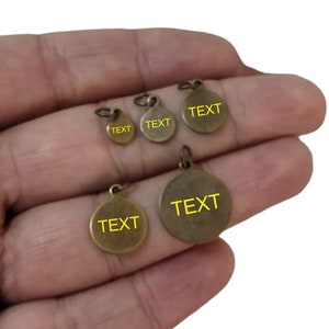 Custom Laser Engraved  Tag , Antique Brass  Color Jewelry Personalized Tag  ,Custom Logo Tag With Jump Ring , Optional Size  x 0.8 mm Thick