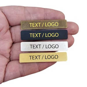 Custom Clothing Labels  Personalized  Tag, Rectangle Custom Logo Blanks , 0.8 x 10 x 50 mm ,( No Hole ) , Clothing Label Laser Engraving