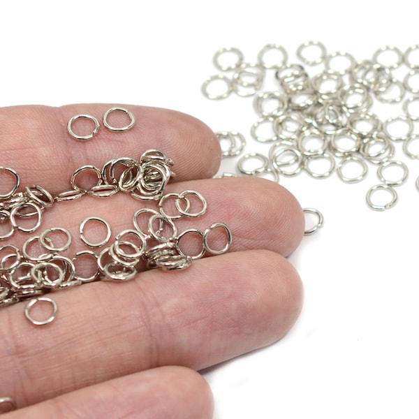 Rhodium Plated Jump Ring , Connectors , Open Jump Rings ,0.8x5 mm, Findings   KNN56