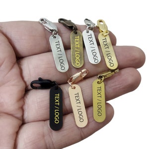 Benutzerdefinierte Zipper Pull Namensschild, personalisierte Accessoires