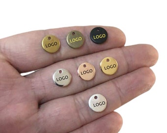 Custom Laser Engraved Tag , Personalized Tag , 1.5x10 mm , 15 Gauge , Mini Round Personalized Tag , Findings