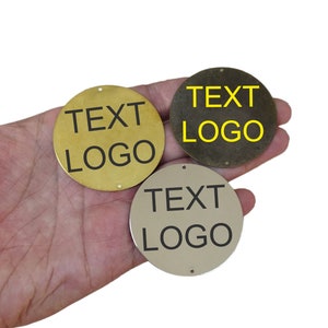 Benutzerdefinierte Laser-Gravur-Tag, Schmuck personalisierte Big 2-Loch-Runde Disc-Tag, individuelles Logo-Tag, 52 mm x 0,5 mm (Dicke)