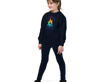 Camping Crew Rainbow Campfire Matching Family Youth Crewneck Sweatshirt