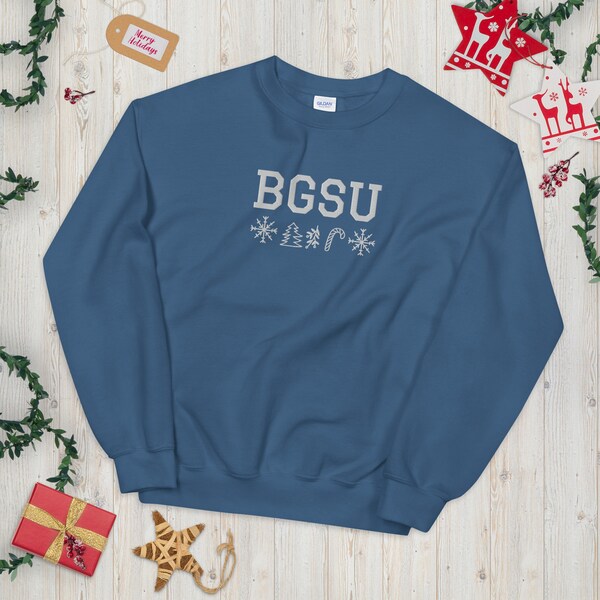 BGSU Holiday Design Embroidered Unisex Sweatshirt