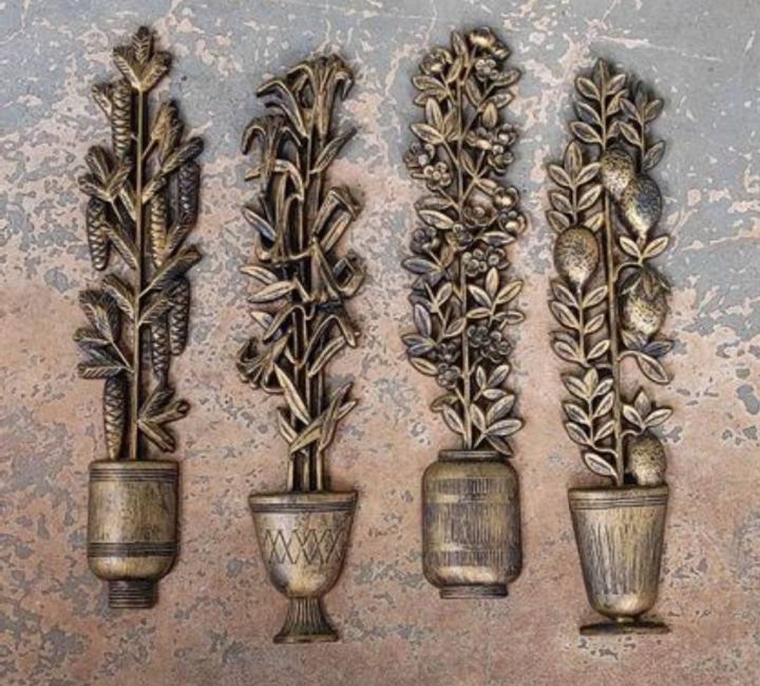 4 Season's Floral Wall Hangings Vintage Burwood Etsy