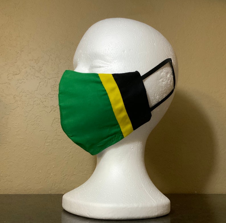 Jamaica Face Mask 3 Layer Cotton Jamaican Flag 100 Cotton Etsy