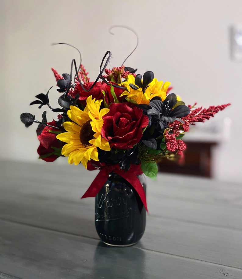 Gothic Sunflower Faux Floral Arrangement Sunflowers and image 0