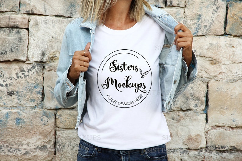 Download White tshirt mockup photo Denim white t-Shirt mock up ...