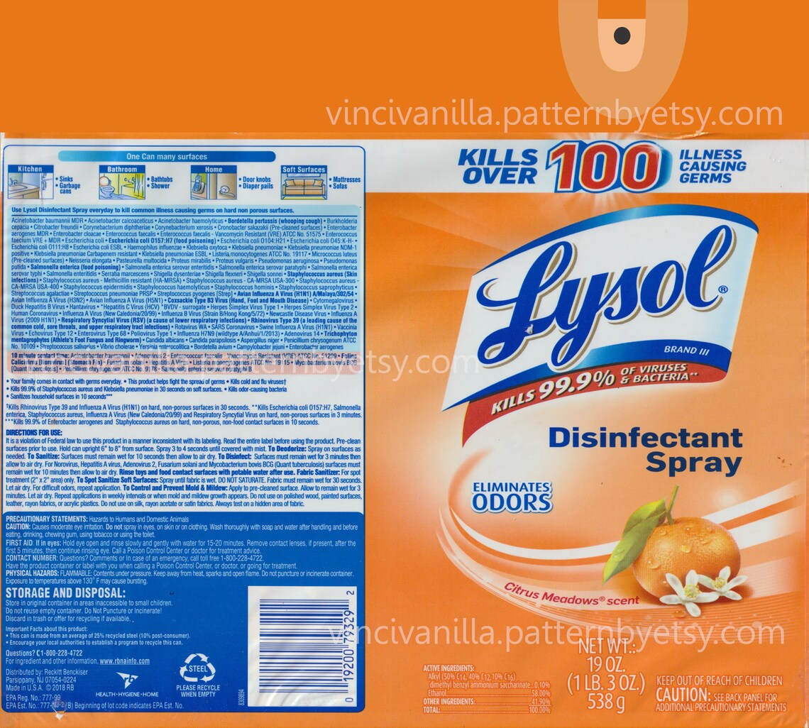 Orange Lysol Label Digital Download Sublimation Design | Etsy