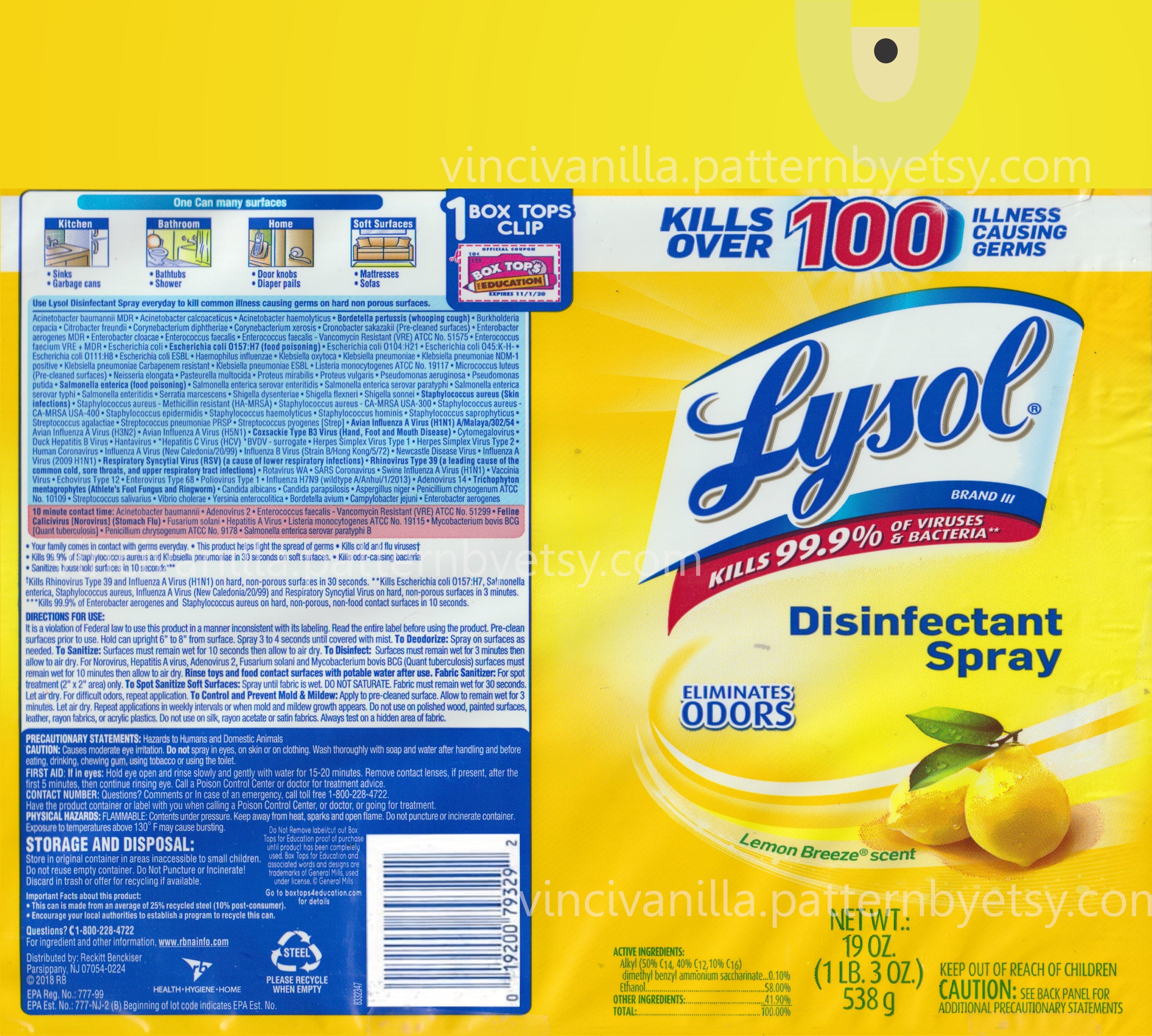 Yellow Lysol Label Digital Download Sublimation Design Etsy