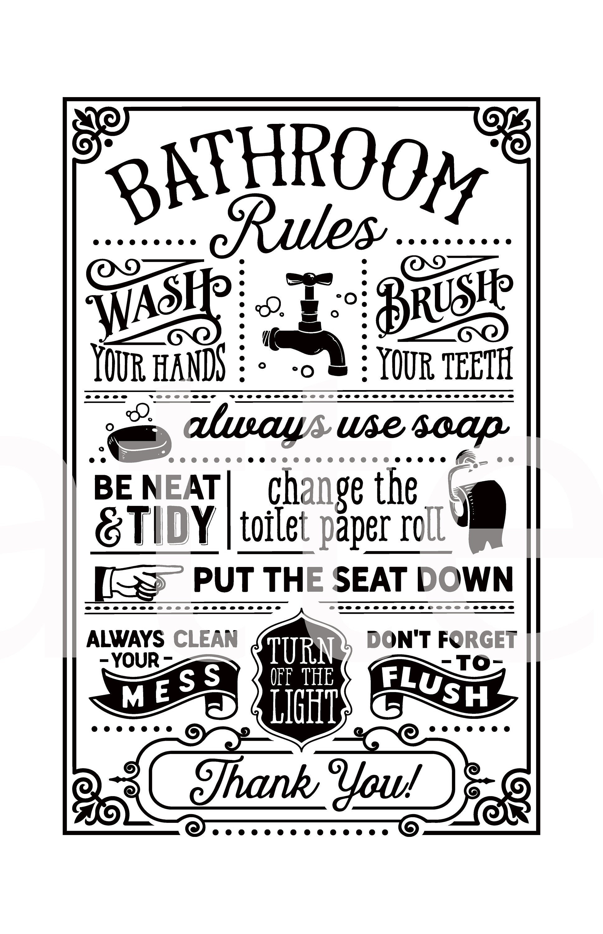 Bathroom Rules SVG digital download Cut File Cricut  Etsy
