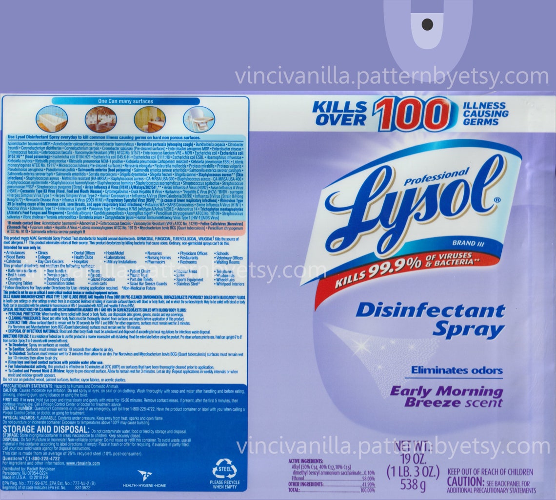 Purple Lysol Label Digital Download Sublimation Design Etsy