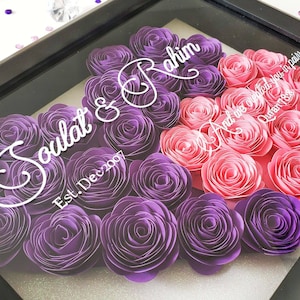 Muslim Wedding Shadow Box, Personalized Wedding Gift, Heart Shadow Box, Couple Gift, Paper Flower, Quranic Ayat Nikkah Gift, Engagement Gift