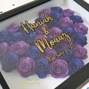 Wedding Shadow Box, Personalized Wedding Gift, Heart Shadow Box, Muslim Couple Gift, Paper Flower Shadow Box, Nikkah Gift, Engagement Gift