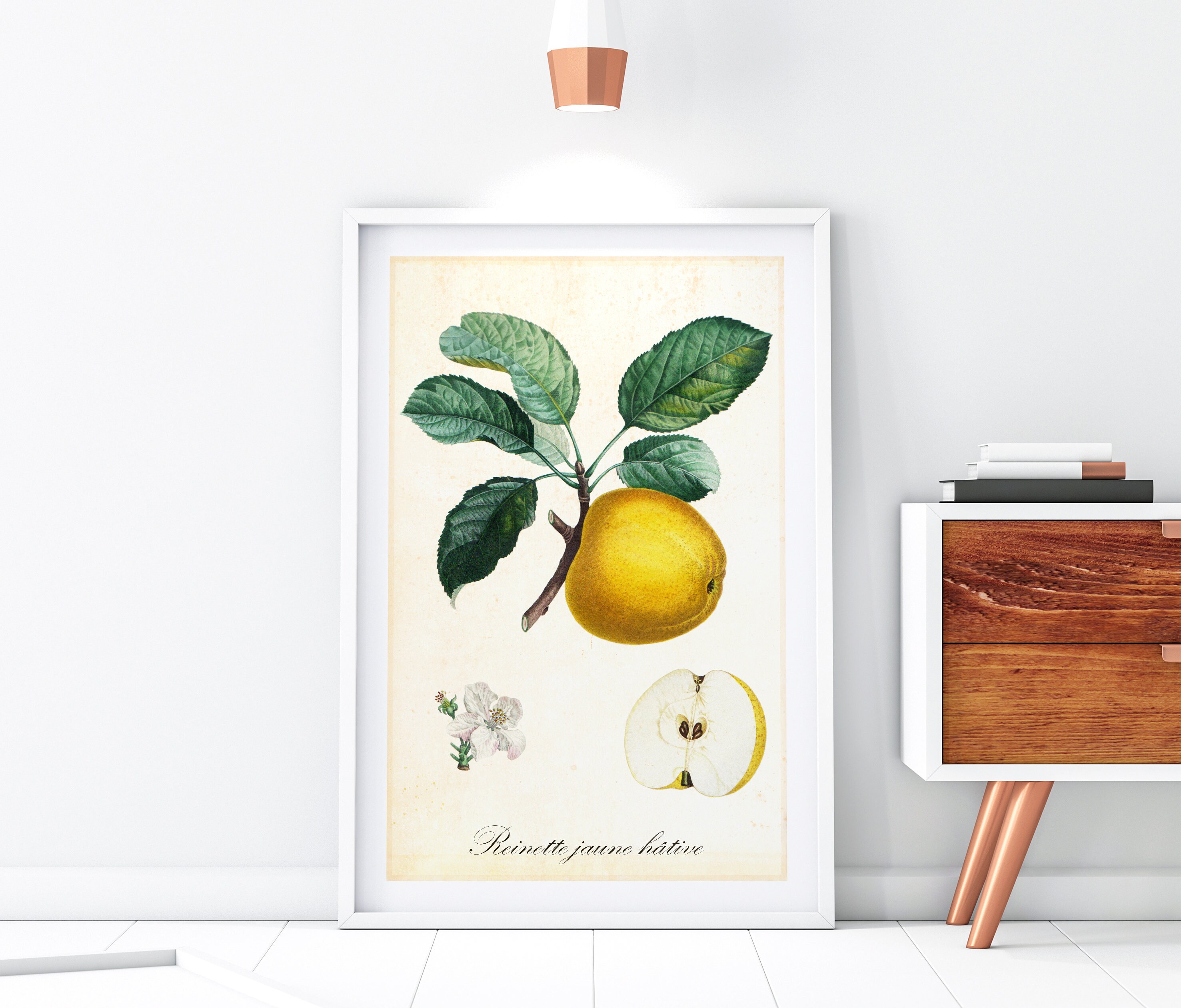 Yellow Apple Printable Wall Art, Vintage Botanical Apple Tree Branch ...