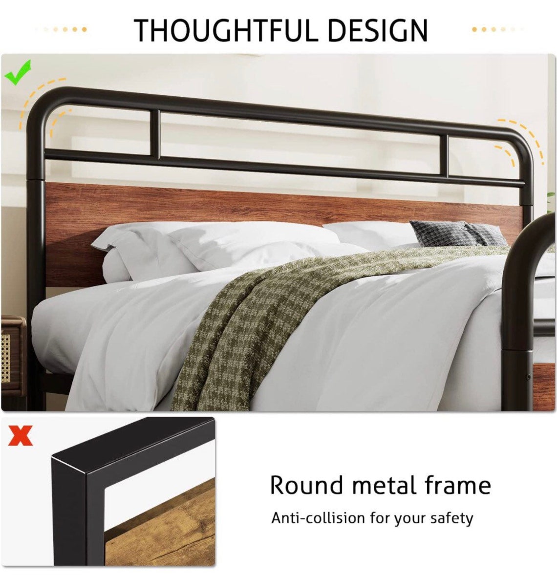 AMOBRO Low Bed Frame - Heavy Duty Metal King Bed Frame In Matte Black
