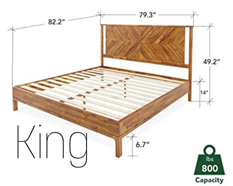 King Bed Frame With Headboard Rustic & Scandinavian Style Etsy
