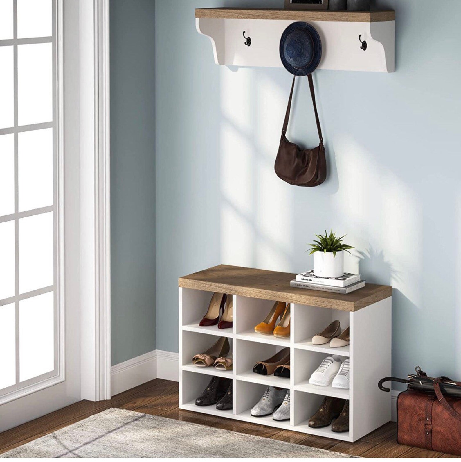 Shoe Bench Coat Rack Set 9 Pair Shoe Storage Rack Etsy