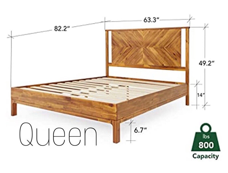 King Bed Frame With Headboard Rustic & Scandinavian Style Etsy