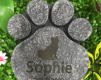 Personalized Dog Pet Memorial Stone Tombstone Garden Stone, Big Dog Paw Shaped Dog Pet Grave Marker, Customizable Name&Date, Pet Loss Gift