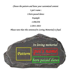 K&ouml;nnte beinhalten: Eine graue Steindenkmal-Plakette mit dem Text "In loving memorial" und Platz f&uuml;r den Namen eines Haustieres sowie Geburts- und Todesdatum.