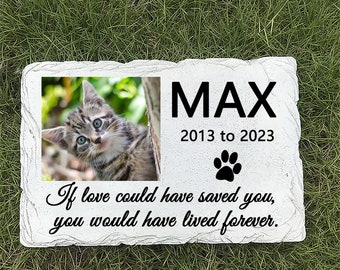 Personalised Pet Dog Garden Memorial Stone Plaque Grave Marker Sympathy Poem - If love could have ....have lived forever+Customizable Photos