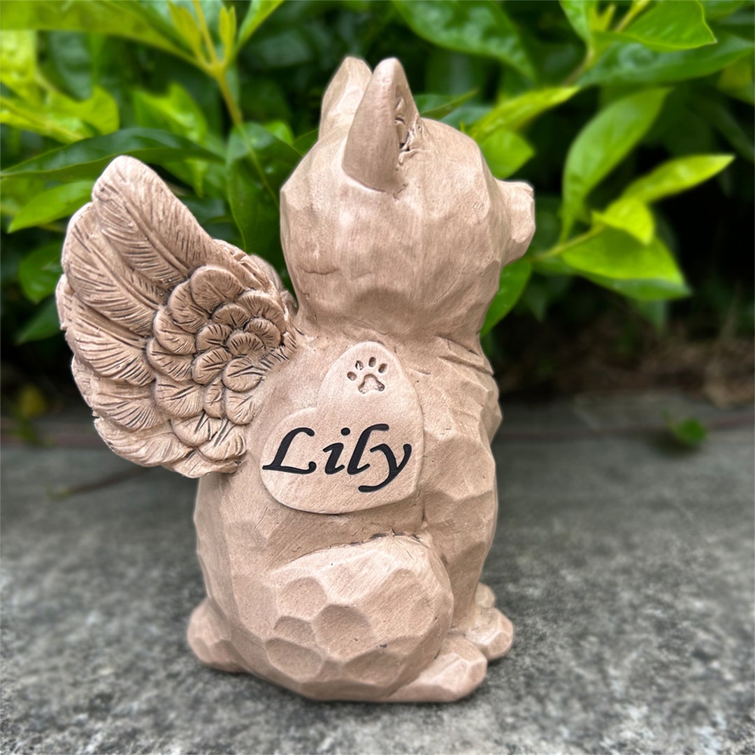 Personalized Cat Angel Memorial Figurine, Custom Memorial Pet Cat Statue, Engrave Cat Memorial