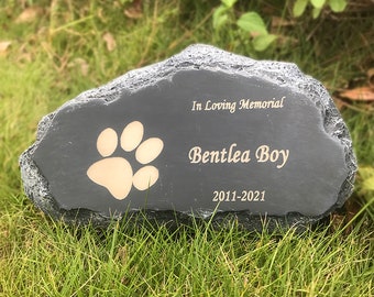 Personalized Pet Memorial Stone Pet Grave Marker Garden Stone, Customized Designs For Dogs, Cats, Rabbits, Hamsters And All Other Animals